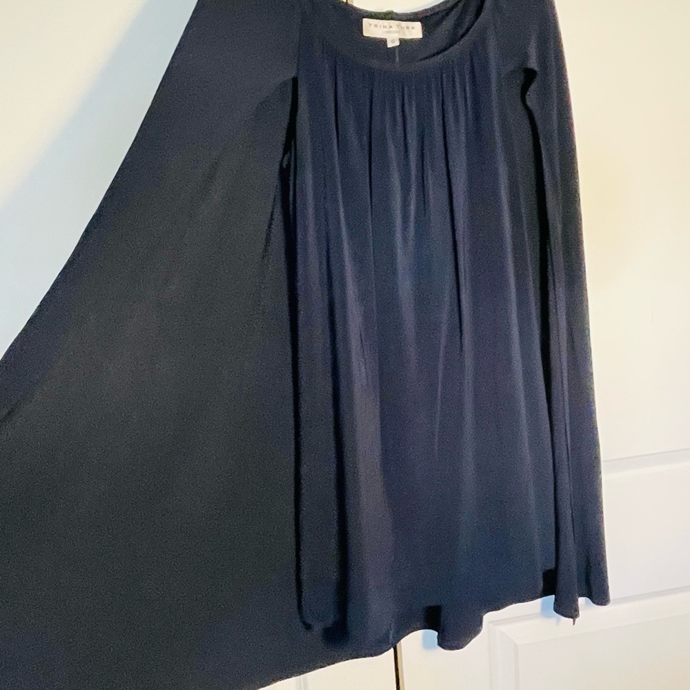 Navy Blue Short Dress with Cape